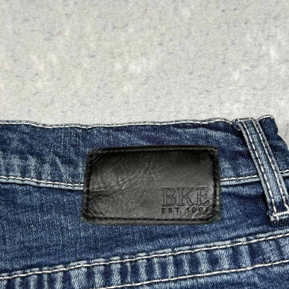 Buckle BKE Aiden Straight Jeans Mens Size 31 Blue Stretch Denim Thick Stitch